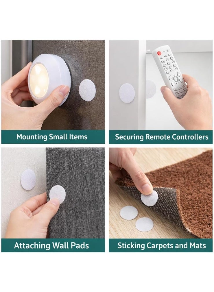 Set Of 10 Self Adhesive Hook And Loop Pads Round Fastener Dots Strong Grip Reusable Easy Install White Multipurpose Mounting Organizer Solution White Color - Image 2